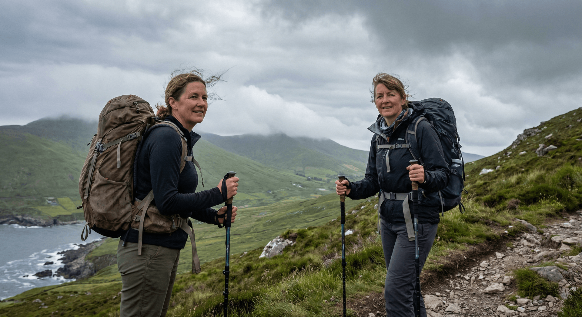 Solo female hiker on Irish mountain trail