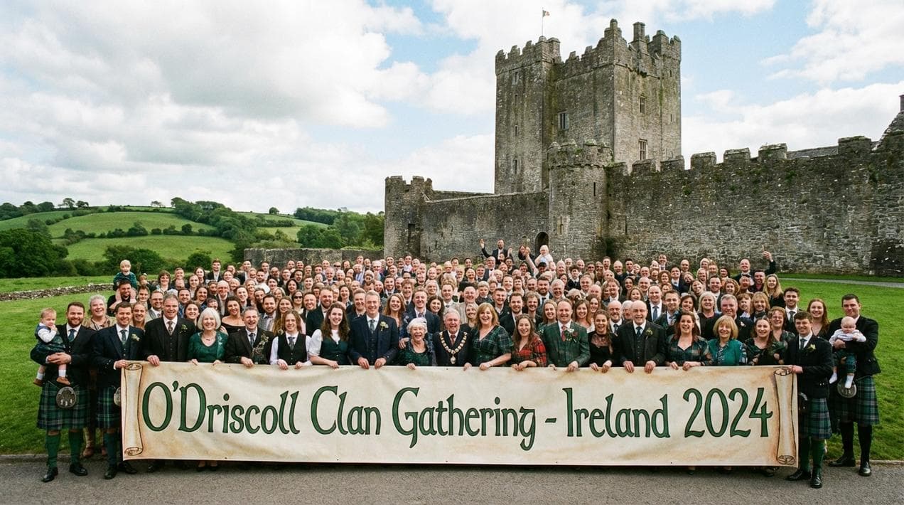 An Irish Clan Gathering at an ancestral castle.