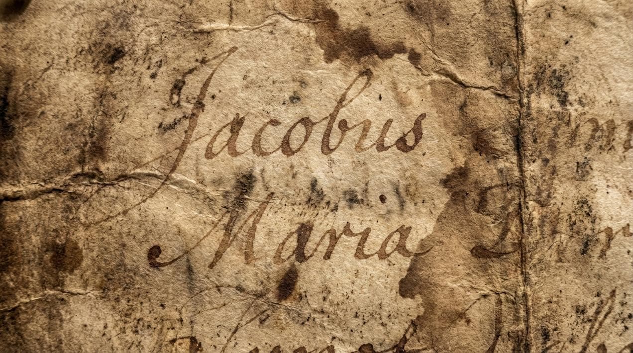 Old Latin handwriting in Irish church records.