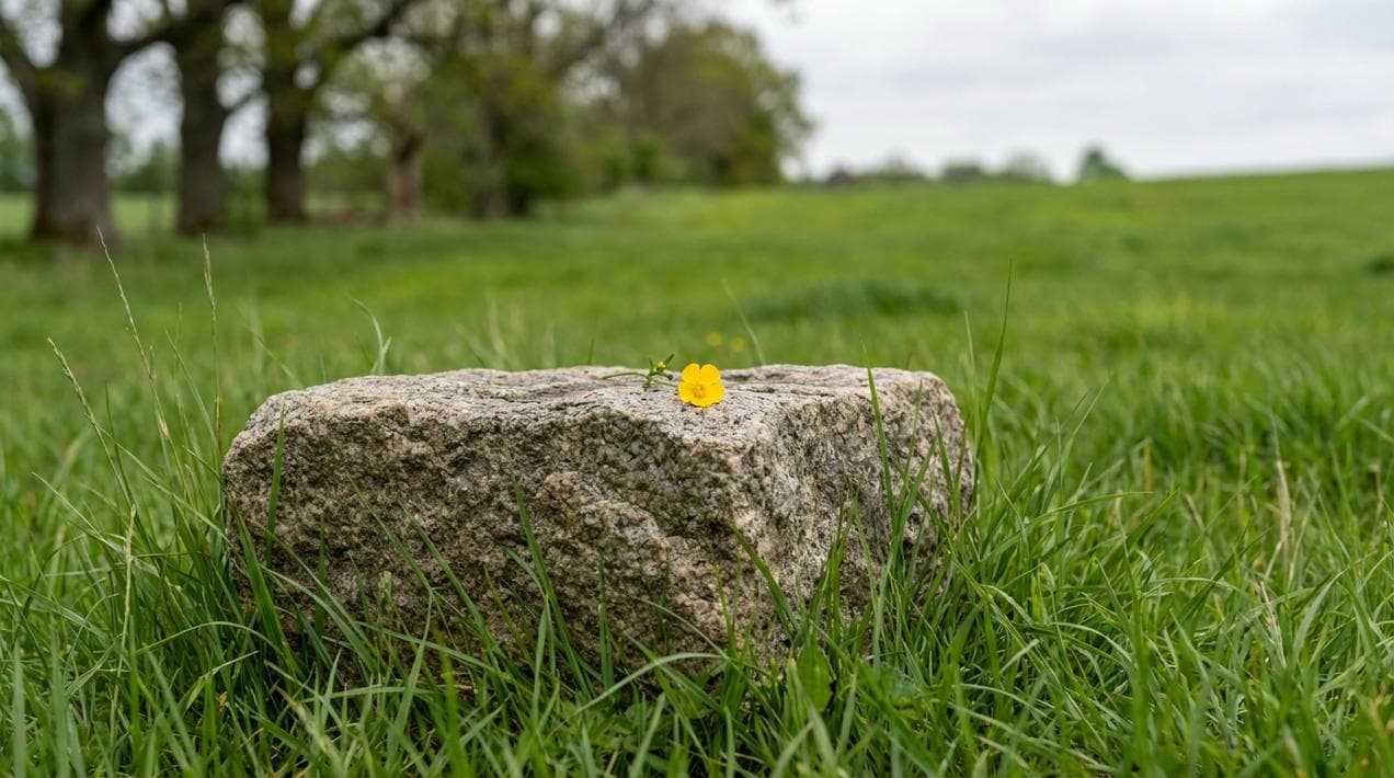 A simple field stone marking an unmarked Famine grave.