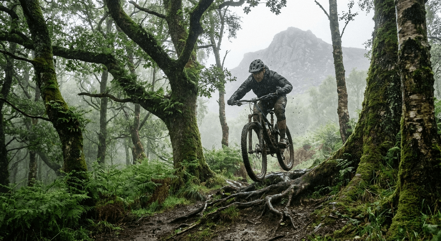 Mountain biker on rugged Irish trail