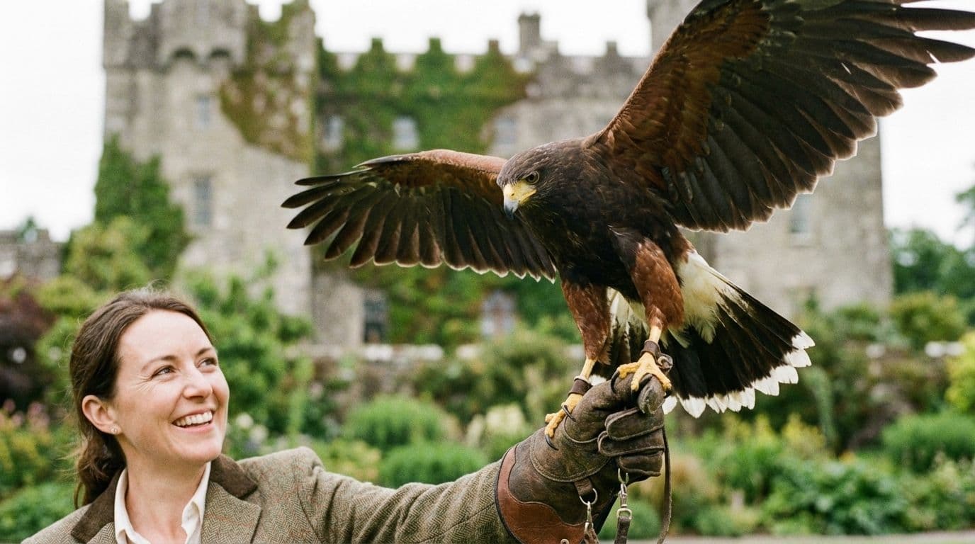 Experiencing the School of Falconry at an Irish castle hotel.