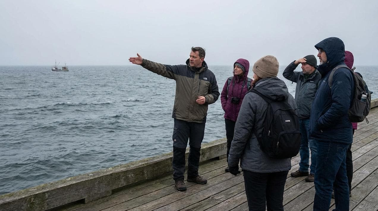 A local historian guiding visitors through the history of Cobh.