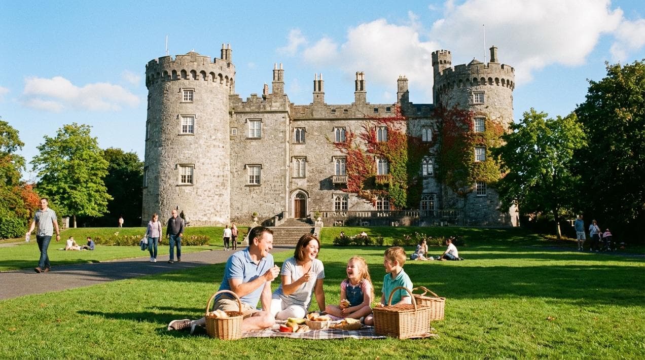 Kilkenny Castle viewed from the family-friendly parklands.