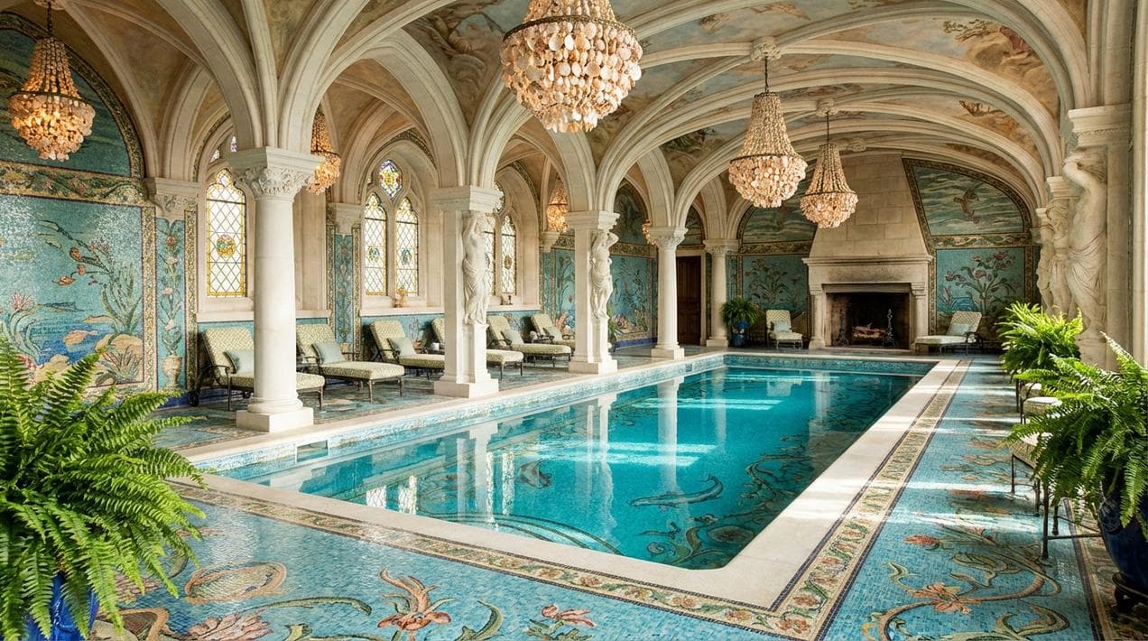 The ornate spa interior at Ashford Castle.