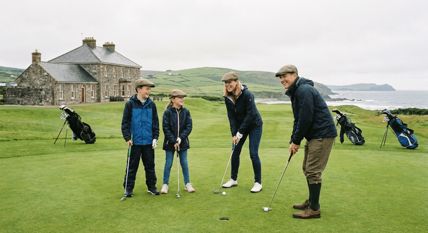 Family enjoying golf together at Irish resort