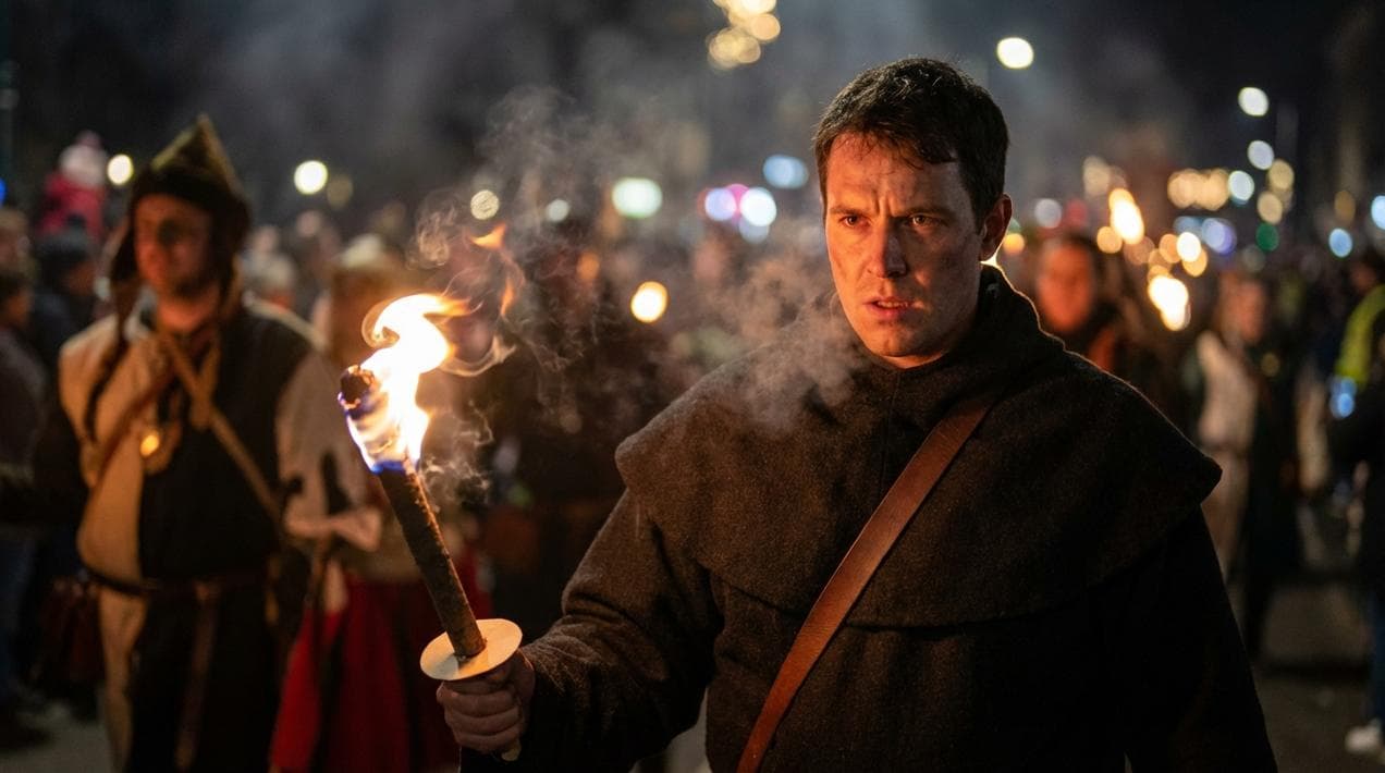 The Púca Festival procession re-enacting the Samhain fire.
