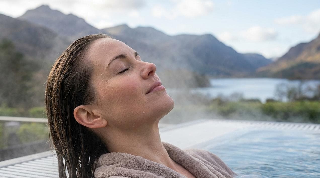 Relaxing in a thermal suite at a luxury Irish spa hotel.