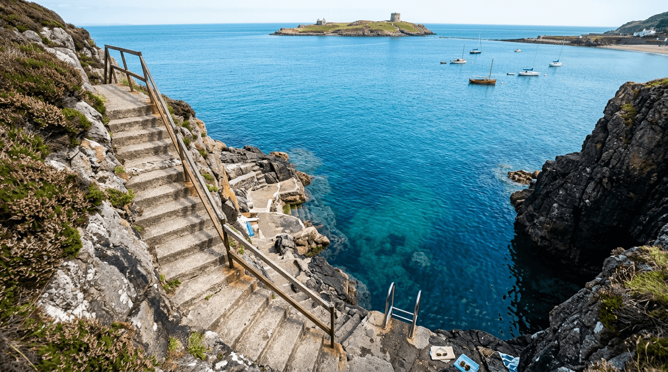 The stunning, hidden steps of the Vico Baths in Killiney, overlooking Sorrento Bay.