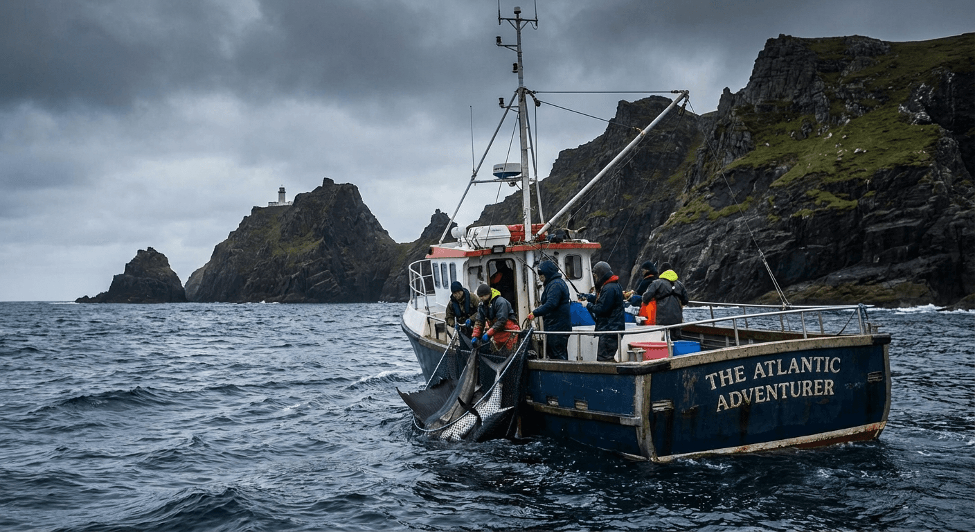 Deep sea fishing boat off Irish coast