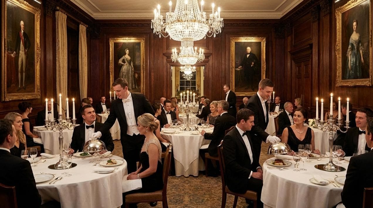 Formal dining at the George V restaurant in Ashford Castle.