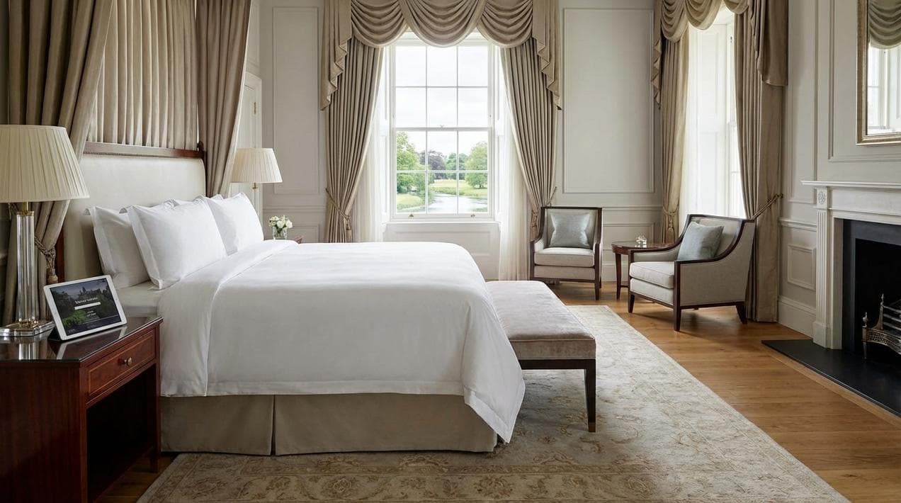 A modern luxury bedroom suite at Adare Manor.