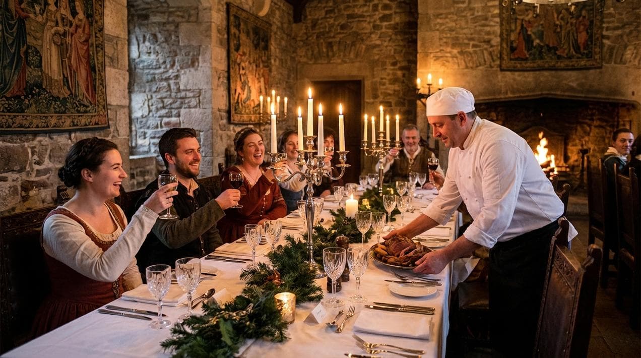 A private gala dinner for a family reunion in an Irish castle.