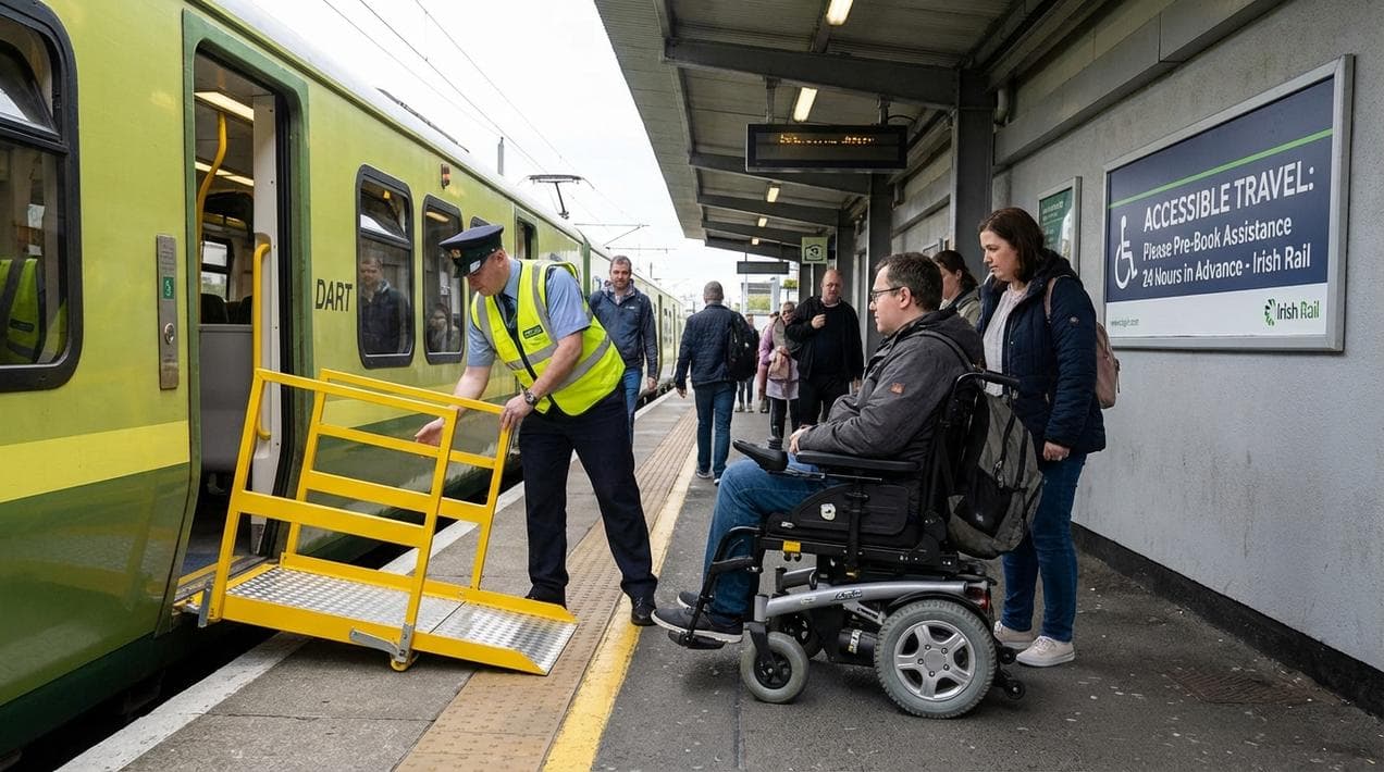 Wheelchair assistance and ramps on Irish Rail trains.