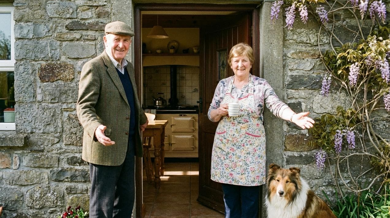 Irish locals welcoming visitors to an ancestral home.