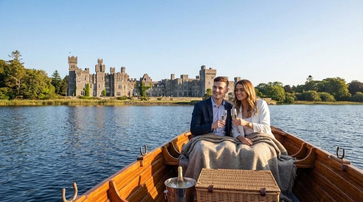Romantic boat trip on Lough Corrib at Ashford Castle.