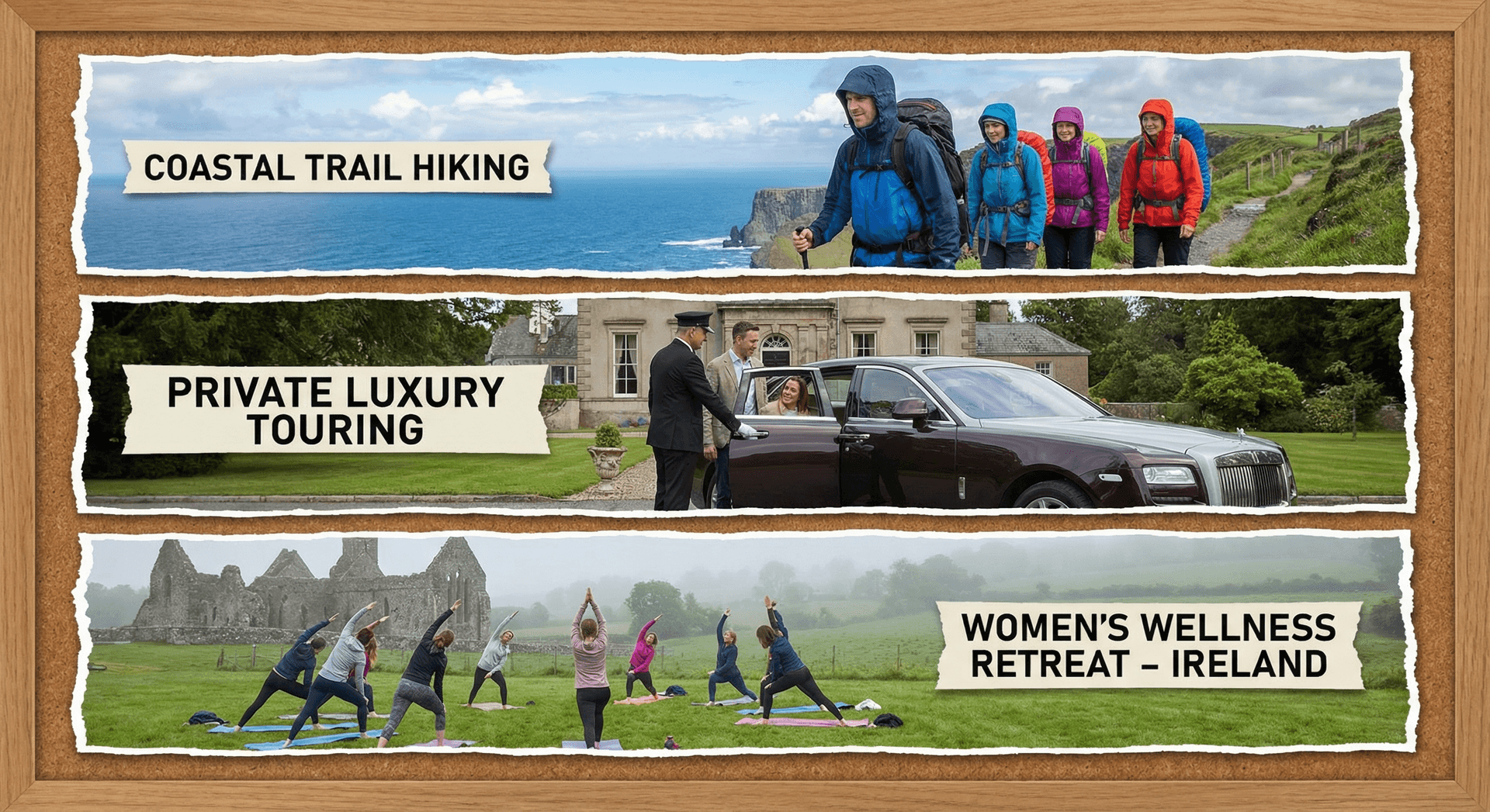 Three tour options - group hiking, private car, women-only retreat in Ireland