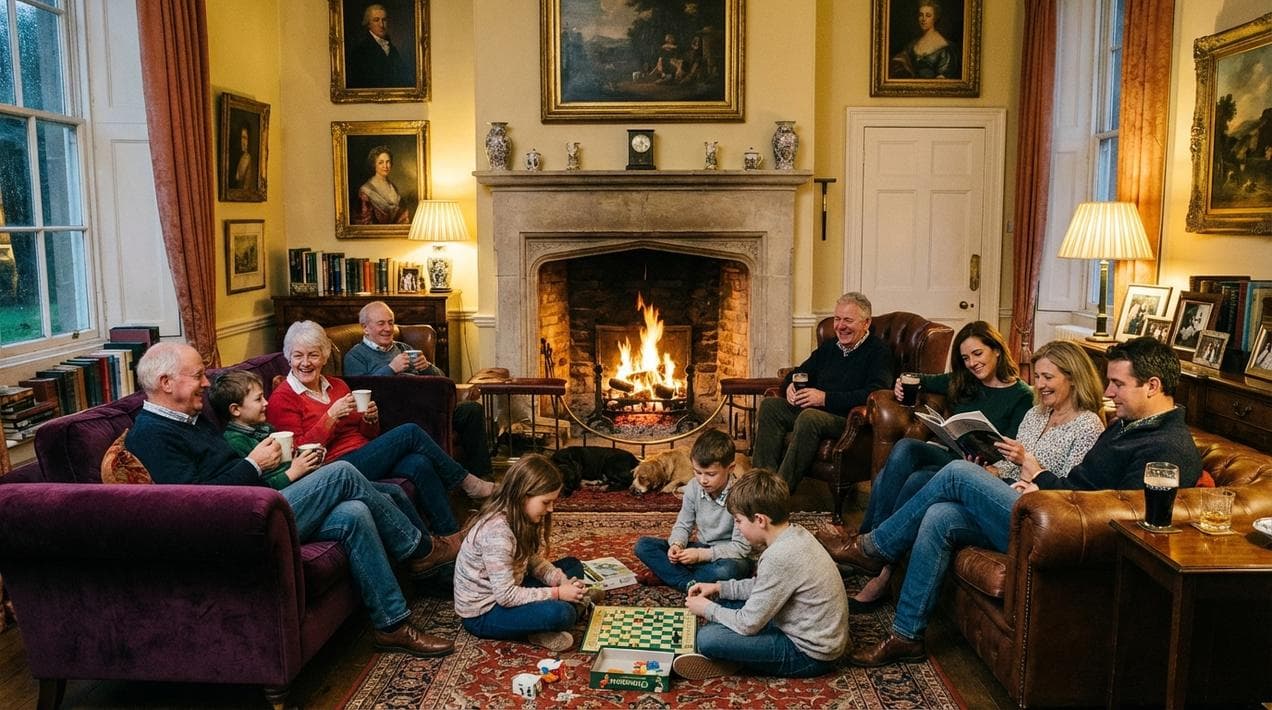 Relaxing in a private rental castle in Ireland.