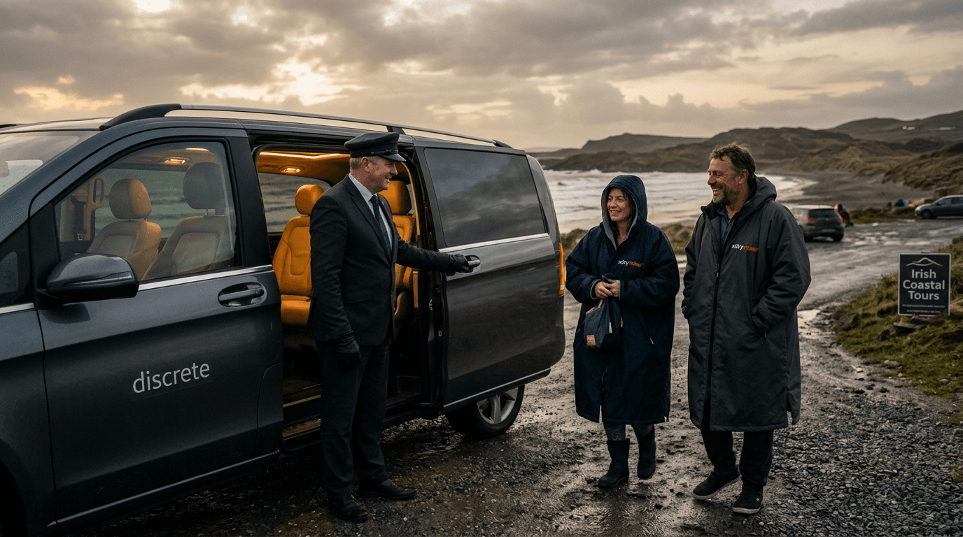 A private driver providing safe, warm transport for exhausted swimmers after a beach sauna.