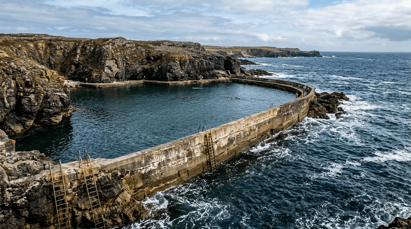 The unique, partially man-made Belmullet Tidal Pool on the wild coast of County Mayo.