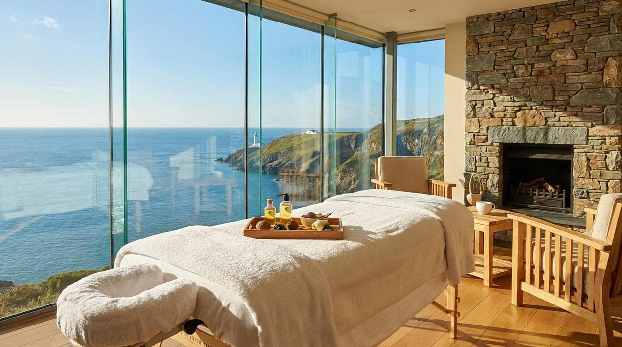 Ocean view treatment room at The Cliff House Hotel, Waterford.