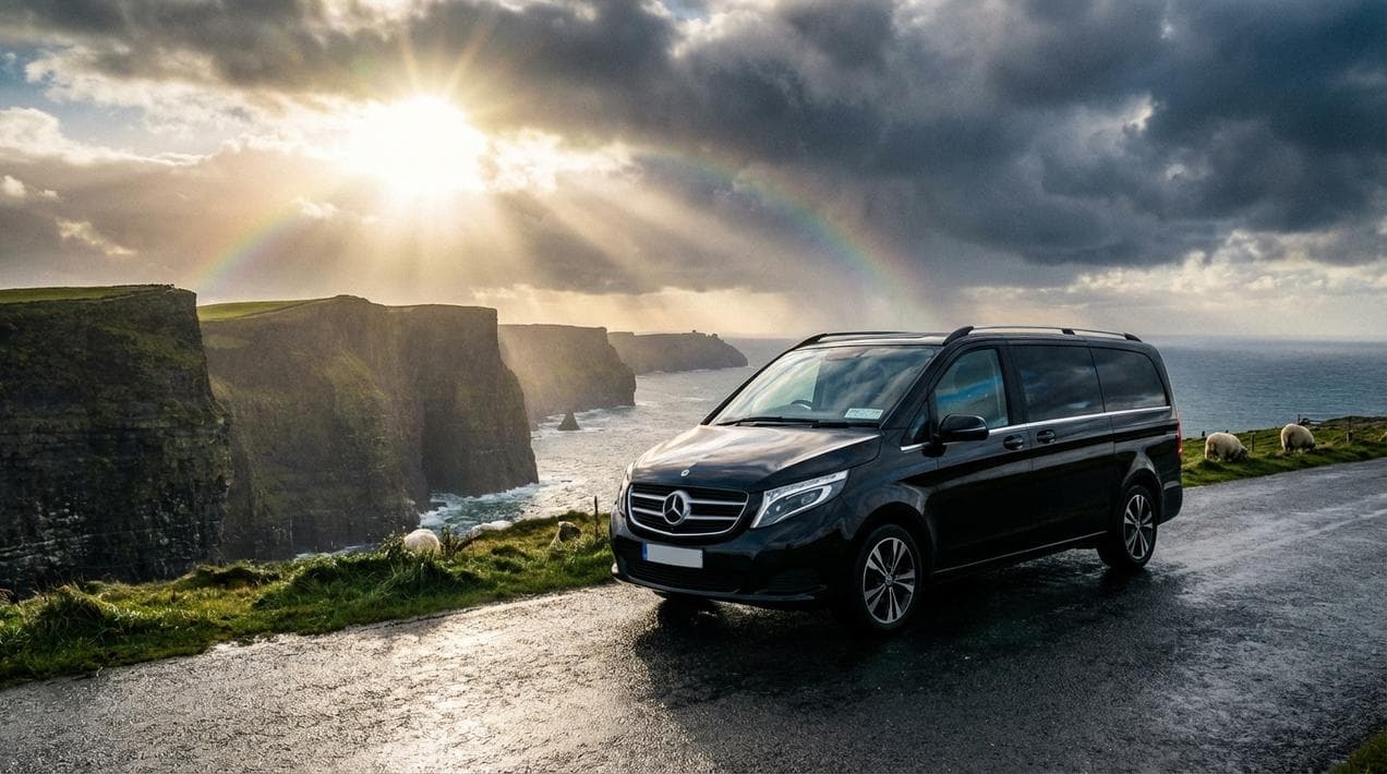 Touring Ireland's Wild Atlantic Way in a private luxury vehicle.