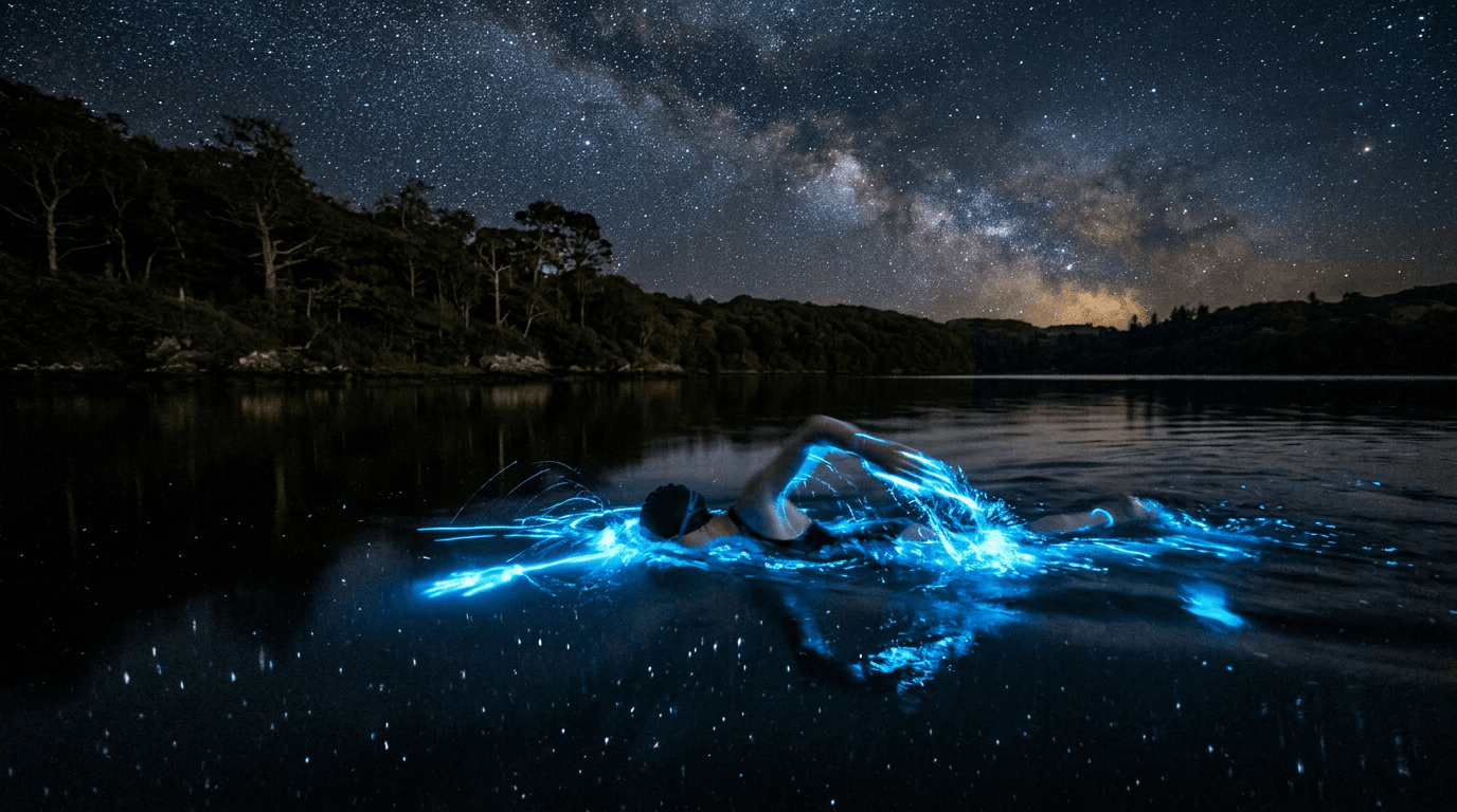 Night swimming in the glowing, bioluminescent waters of Lough Hyne in West Cork.